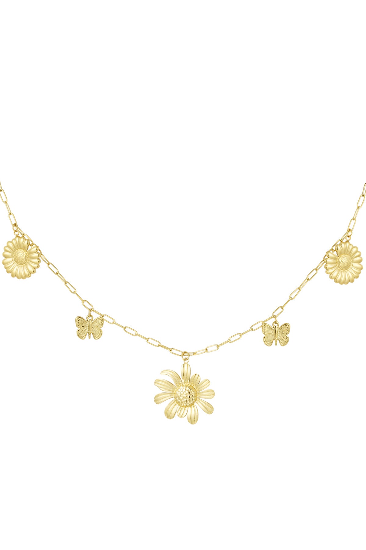 Bedelketting met bloemen goud