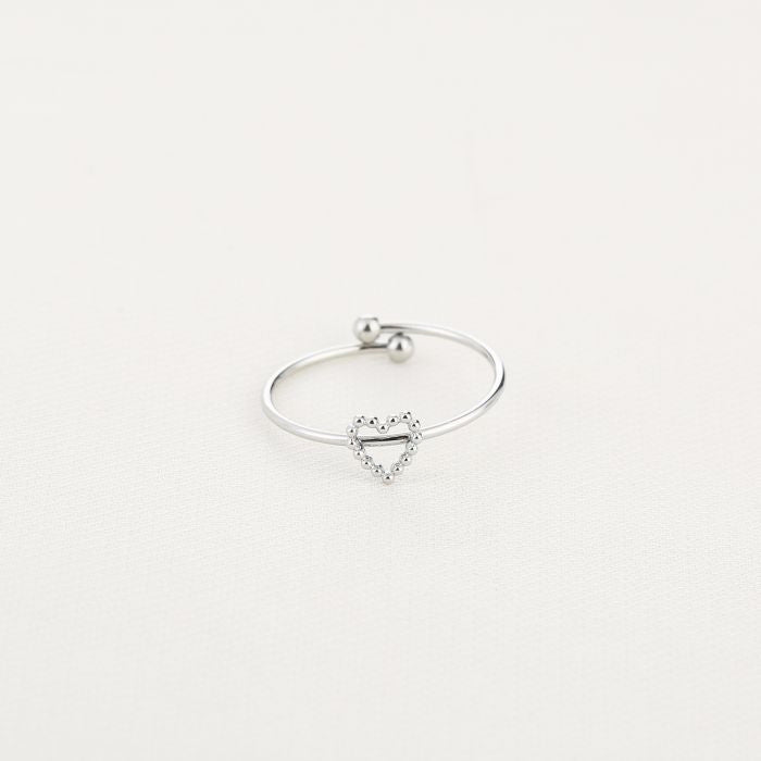 Ring met open hartje zilver